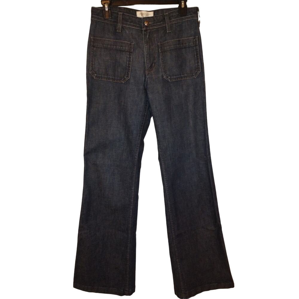 Habitual High Rise Wide Leg Front Patch Pocket Denim Blue Jeans